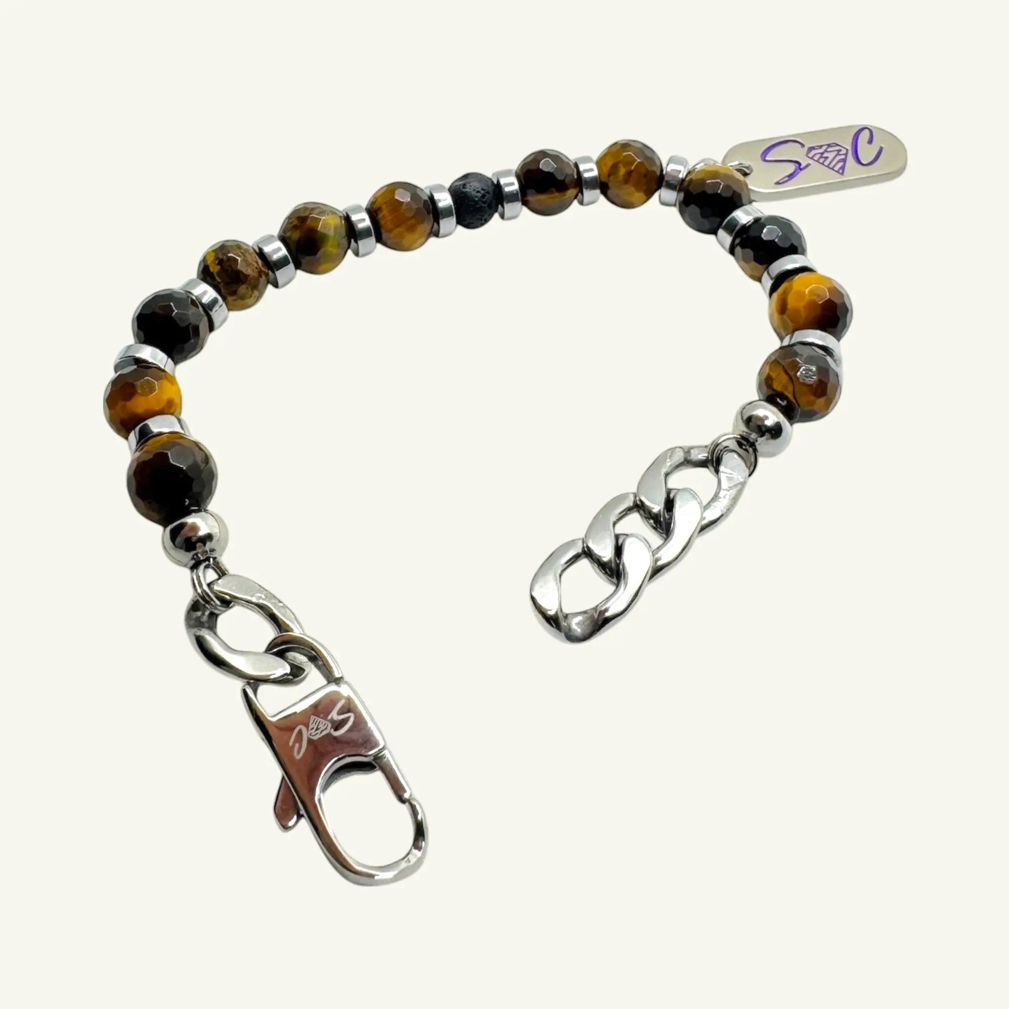 Bracciale occhio di tigre sfaccetato Sharifa Crystals